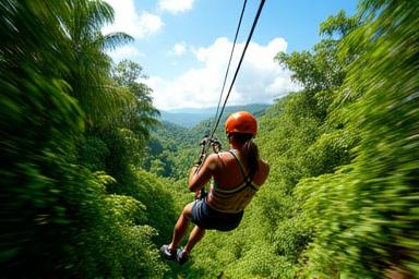 Tirolesa en selva tropical