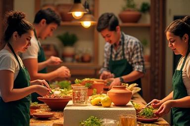Clase de cocina en cocina tradicional mexicana