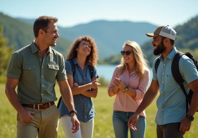 Equipo corporativo en actividad de team building al aire libre