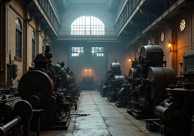 Interior de fábrica industrial histórica