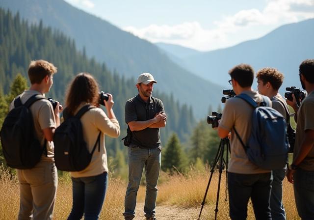 Fotógrafo en taller de campo