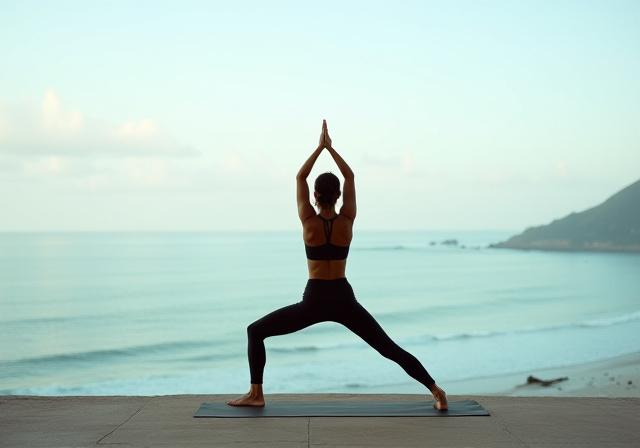 Sesión de yoga con vista al océano